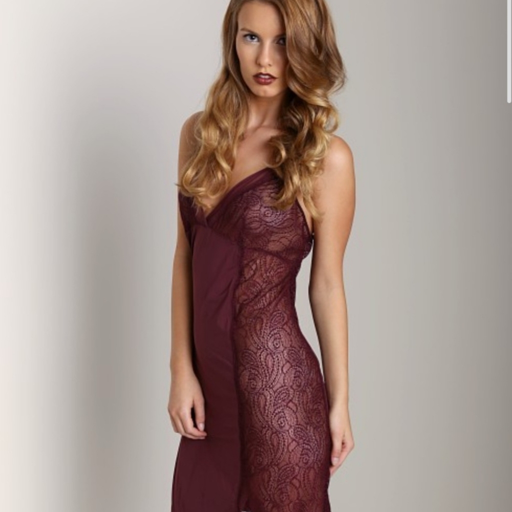 Calvin Klein Burgundy Lace Chemise